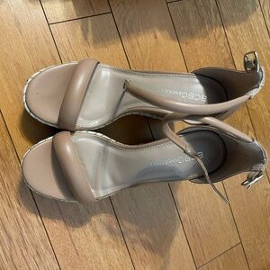 BCBGeneration Espadrille Platform Wedge Sandal - Tan Brown Nude Color